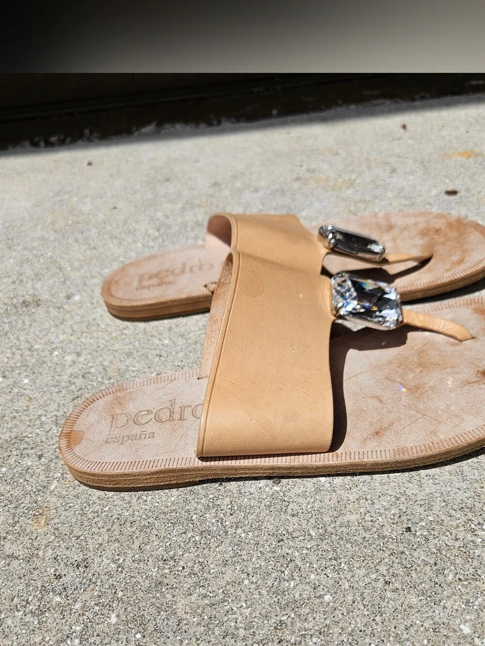 Pedro Garcia Espana Womens Thong Sandals Size 7 EUR 37 Swarovski Crystals Brown